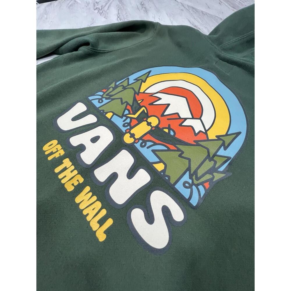 Vans Off The Wall Graphic Hoodie Forest Green Mens Large #9 - Picture 7 of 7